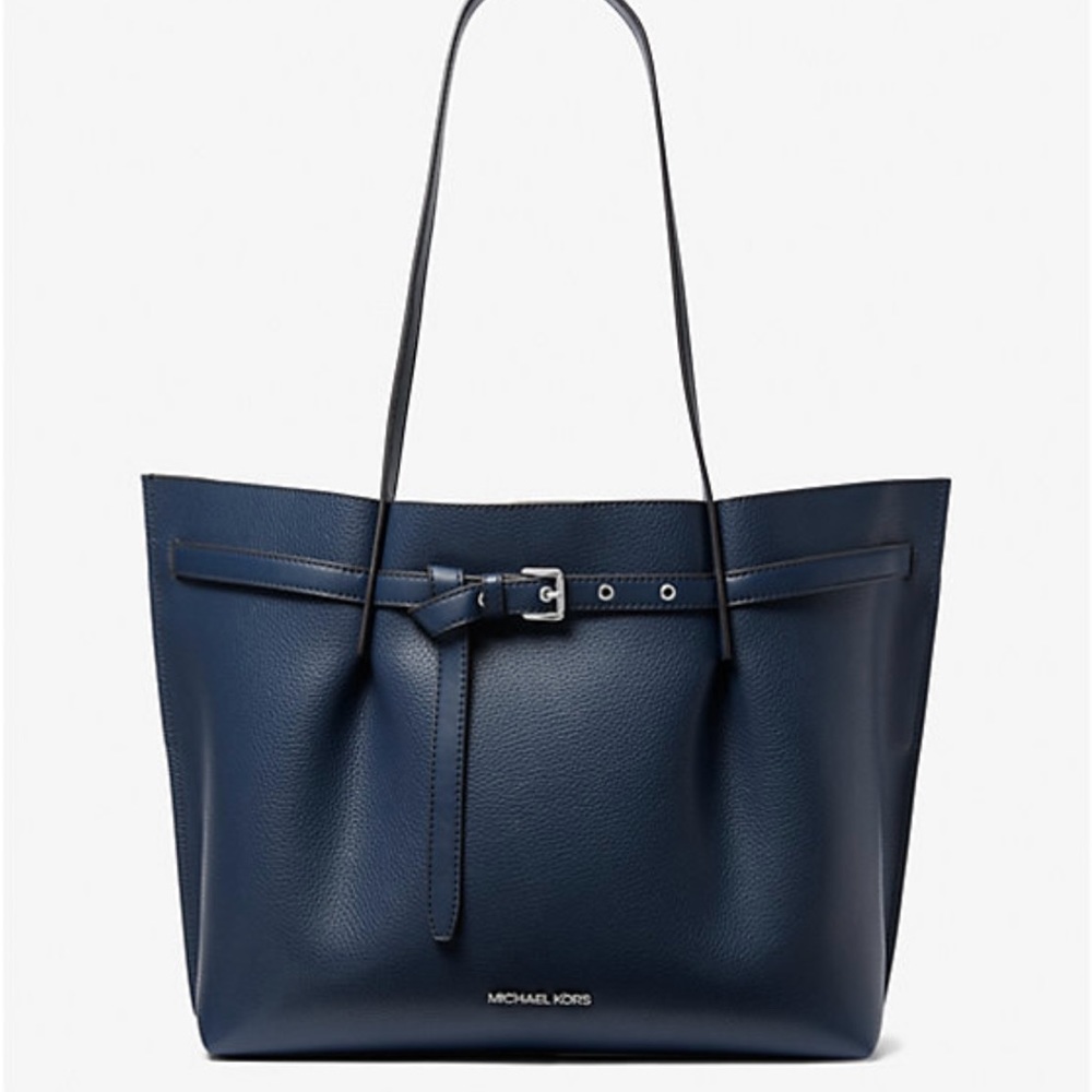 MICHAEL KORS Emilia large Pebbled leather tote bag in Navy.